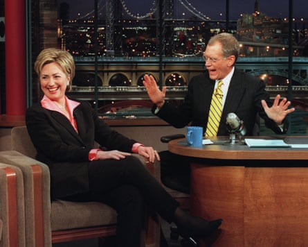 Then first lady Hillary Clinton appearing on The Late Show With David Letterman in January 2000.
