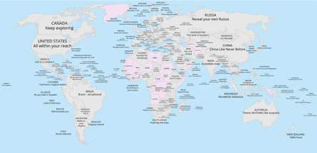 Map of every country’s tourism slogan