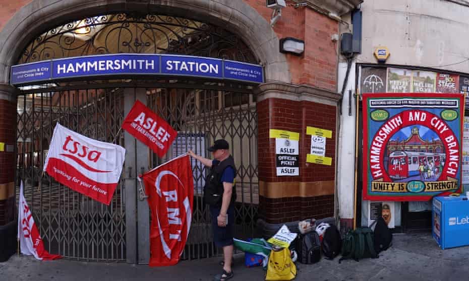 Unions demonstrate at Hammersmith station during a previous tube strike in London