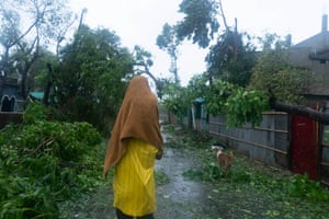 Leaving the shelter after the cyclone has passed.