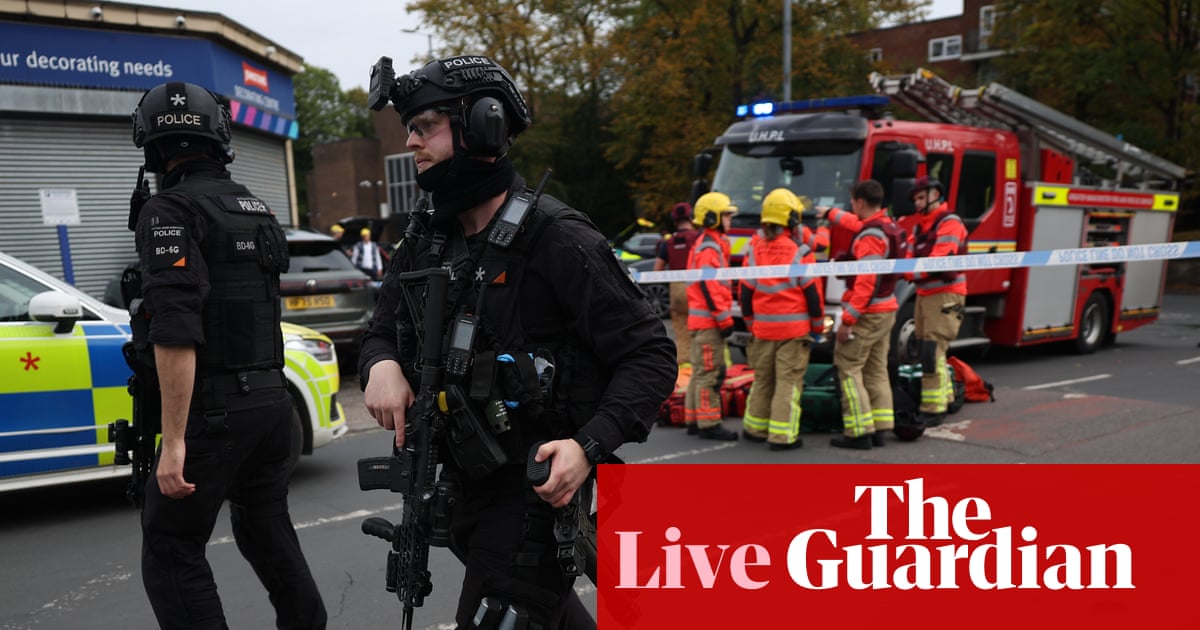 Manchester synagogue attack latest: police say suspect shot after four people injured by vehicle and stabbings