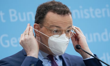 The German health minister, Jens Spahn, wears a FFP2 protective mask in Berlin, Germany.
