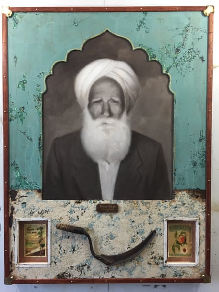 Family patriarch Puran Singh, in artwork by Jules Arthur.