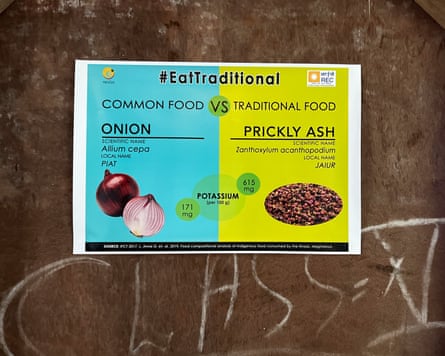 A poster comparing the relative nutritional value of onions and prickly ash