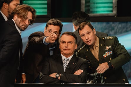 In their pocket? … Jair Bolsonaro during a television interview.