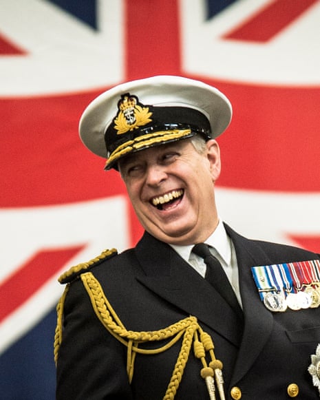 Prince Andrew laughing in naval uniform