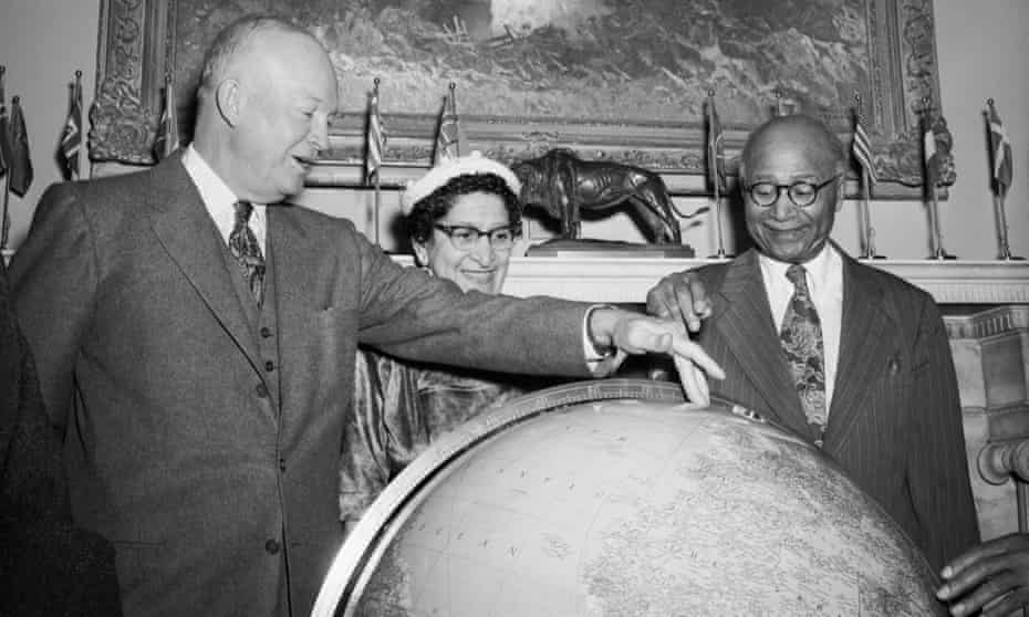 Matthew Henson, on the right, at the White House in 1954 with his wife and President Dwight Eisenhower.
