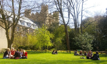 Bristol university students on grass