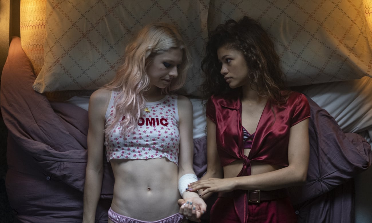  A cocktail of alcohol and hormones … Hunter Schafer and Zendaya in Euphoria.
