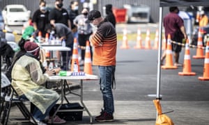 A pop-up vaccination clinic in suburban Auckland