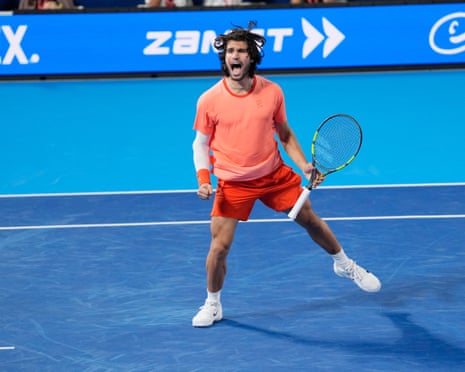 Spain's Carlos Alcaraz lets out a roar after beating Czechia's Jiri Lehecka in the final of the Japan Open.