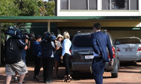 Schapelle Corby’s aunt Gen (centre) being questioned by media at her mother’s home on Sunday.