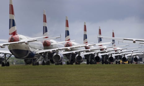 Grounded British Airways planes at Glasgow airport