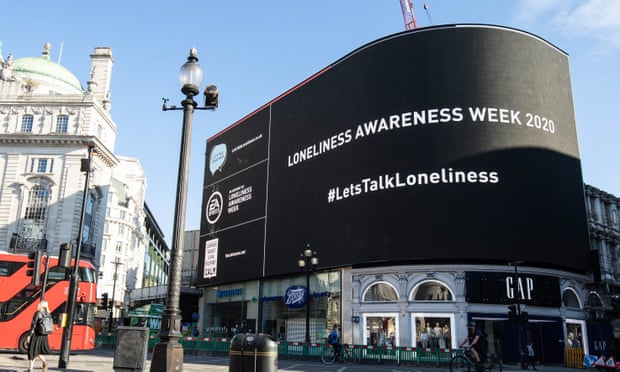 A digital billboard in Piccadilly Circus marks loneliness awareness week.