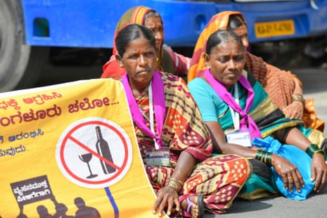 Women in a sit-in protest in the street