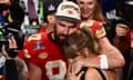 Kansas City tight end Travis Kelce celebrates after helping lead the Chiefs to a third Super Bowl title in five seasons in February.