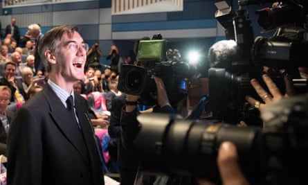 Jacob Rees-Mogg in front of the cameras.