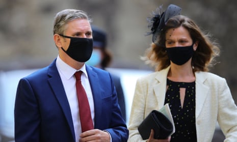 Sir Keir Starmer and his wife Victoria leaving Westminster abbey after the service.