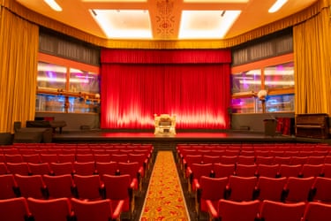 The Wurlitzer and organ pipes viewed from the stalls of the Capri theatre in Goodwood, South Australia.