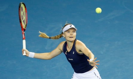 Britain’s Harriet Dart in action during her match against Spain’s Paula Badosa.