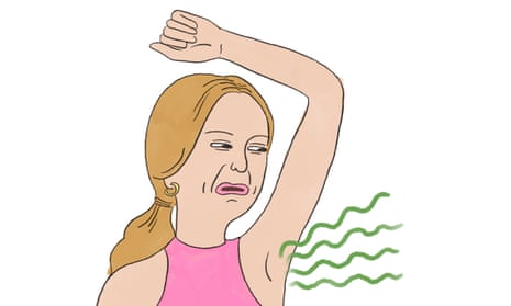 Washing your armpits with face cleanser illustration