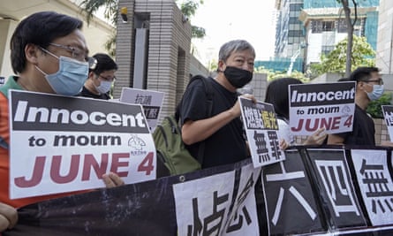 Pro-democracy activist Lee Cheuk-Yan protesting in Hong Kong.