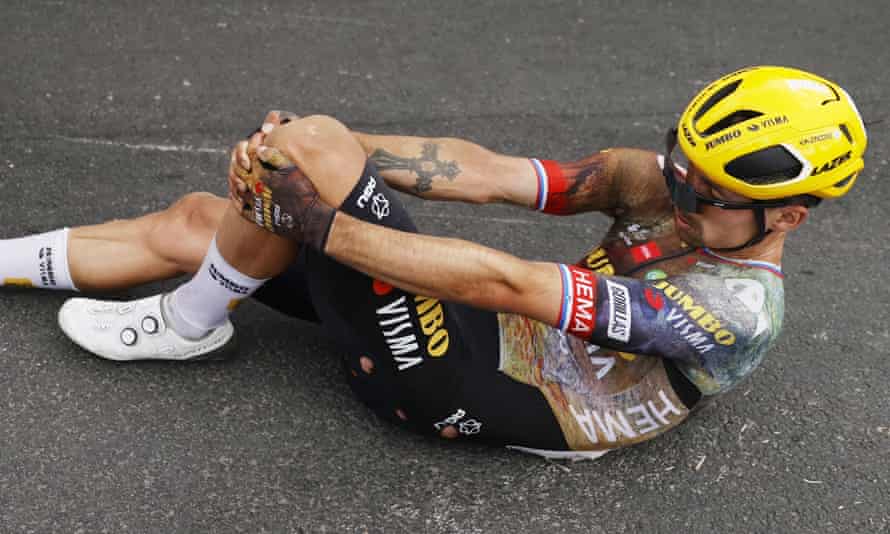 Roglic after his crash.