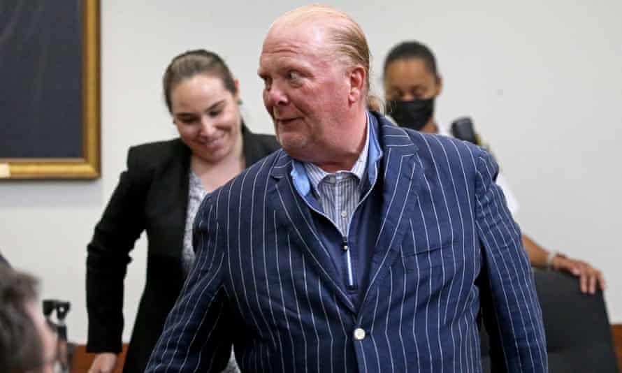 Celebrity chef Mario Batali reacts after being found not guilty of indecent assault and battery at his trial at Boston municipal court.