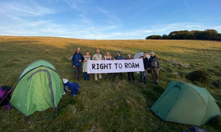 A ‘right to roam’ protest on the Blachford estate, Dartmoor, Devon.