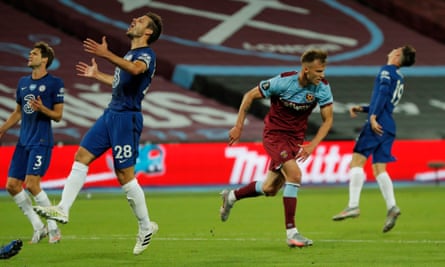 Andriy Yarmolenko peels away after scoring the winner, much to Chelsea’s despair.