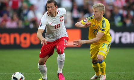 Zinchenko in action for Ukraine against Poland in Euro 2016
