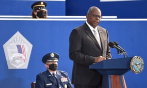US Secretary of Defense Lloyd Austin speaks at the Pentagon.
