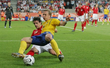 Sweden’s Erik Edman in action against England at the 2006 World Cup