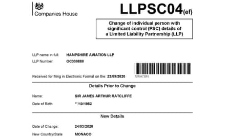 Companies House document for Hampshire Aviation.
