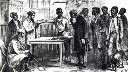 Black people in line to register to vote