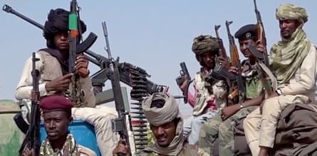 Screengrab of a video posted on the RSF X account, showing soldiers on their way to El Fasher, Darfur, Sudan.