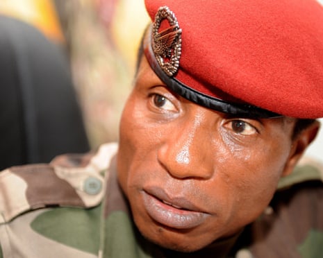 Guinea's former military junta chief, Captain Moussa Dadis Camara speaking in Conakry