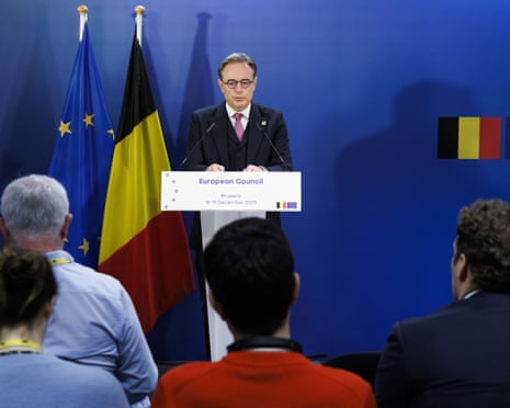 Belgian prime minister Bart De Wever holds a press conference after a summit of Heads of State and Government of the European Union (18-19 December), in Brussels.