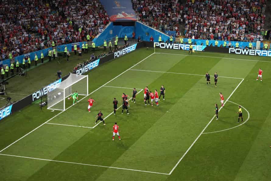 Mario Fernandes heads in Russia’s equaliser.