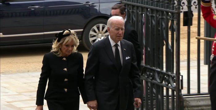 Joe and Jill Biden arrive at Westminster Abbey.