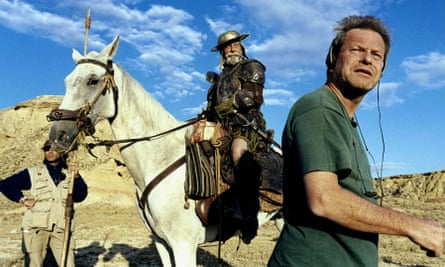 Jean Rochefort with Terry Gilliam during the early filming of The Man Who Killed Don Quixote, scenes which featured in the 2002 documentary Lost in La Mancha, about the protracted film project.