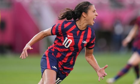 Carli Lloyd celebrates scoring against Australia at the Olympics earlier this month.