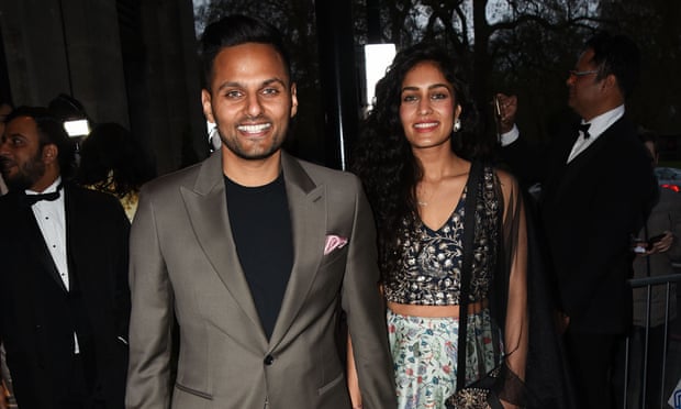 Jay Shetty with his wife, Roshni Devlukia, at an awards ceremony in London.