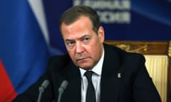 The former Russian president Dmitry Medvedev in a black suit and tie