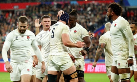 George Martin and Maro Itoje celebrate yet another turnover in Paris.