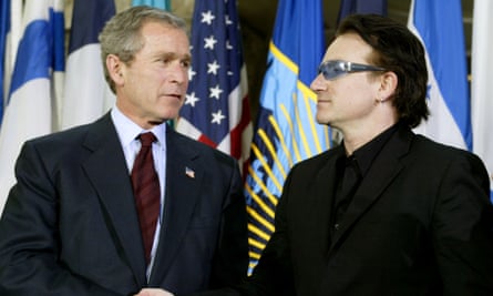 ‘An episode that reads like a thriller’: Bono with President George W Bush in 2002