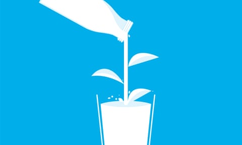 illustration: milk splash forming plant leaves