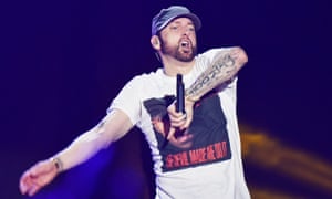 Spotify’s third most-streamed artist of all time ... Eminem performs at the Bonnaroo festival in Tennessee, June 2018.