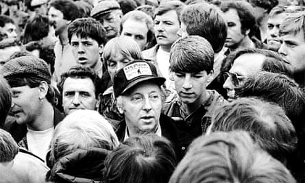 Arthur Scargill leads the miners at Orgreave.