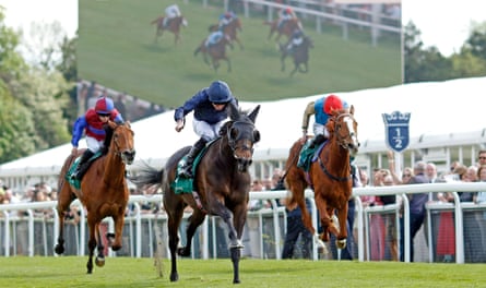 Amelia Earhart wins the Weatherbys Cheshire Oaks in early May.